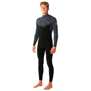 Long John Rip Curl E-Bomb 3/2mm Chest Zip Charcoal Grey Importado