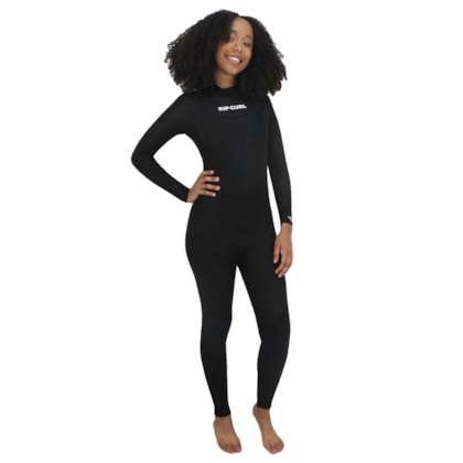 Long John Rip Curl Freelite 3/2 mm Back Zip Black White Feminino