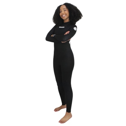 Long John Rip Curl Freelite 3/2 mm Back Zip Black White Feminino