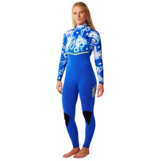 Long John Rip Curl X Farm Rio E-Bomb 3/2mm Zip Free Tropical Groove Importado
