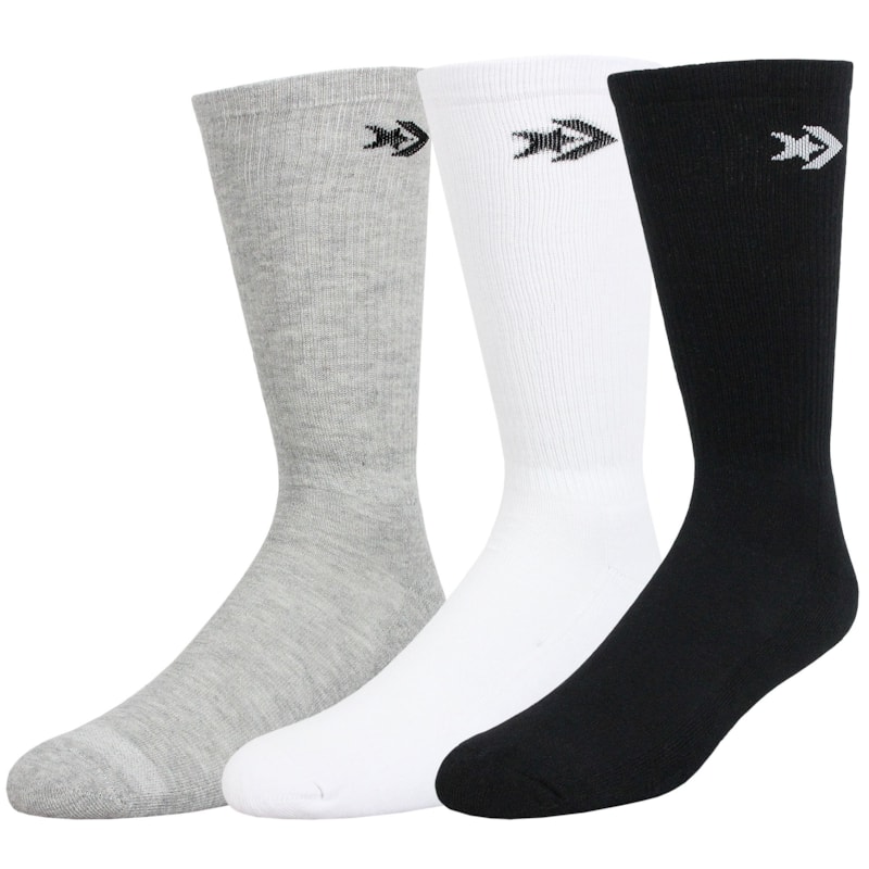 Meia Converse Skate Star Kit com 3 Pares Black White Grey