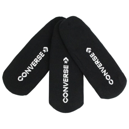Meia Converse Star Chevron Kit com 3 Pares Invisible Black