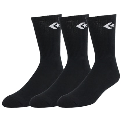 Meia Converse Star Chevron Kit com 3 Pares Medium Black