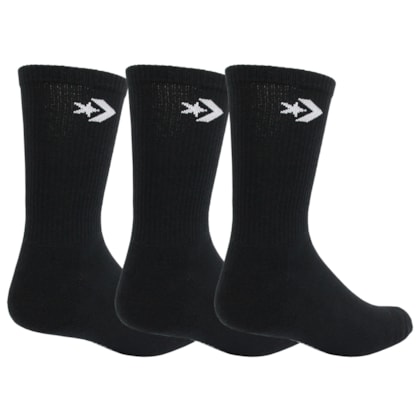 Meia Converse Star Chevron Kit com 3 Pares Medium Black