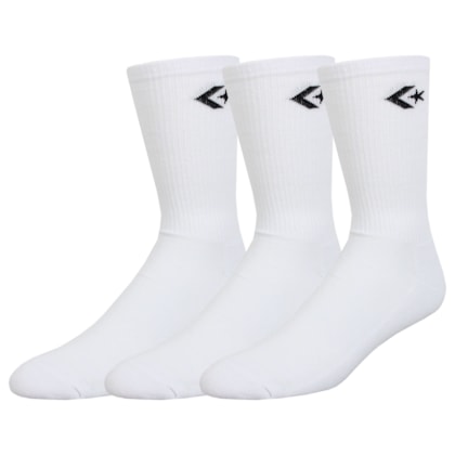 Meia Converse Star Chevron Kit com 3 Pares Medium White