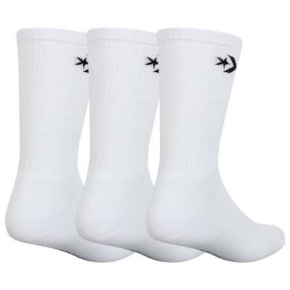 Meia Converse Star Chevron Kit com 3 Pares Medium White