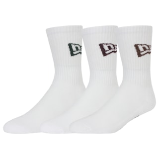 Meia New Era Flag Crew Kit Com 3 Pares White Importada