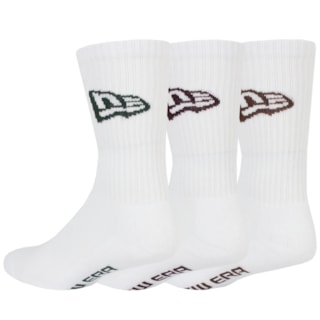 Meia New Era Flag Crew Kit Com 3 Pares White Importada