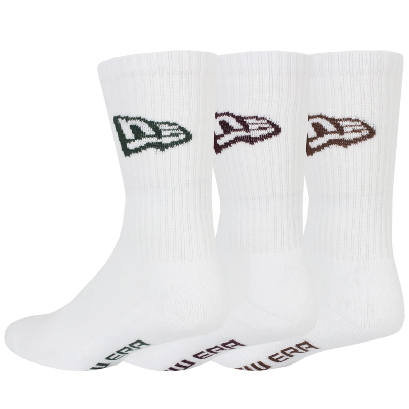 Meia New Era Flag Crew Kit Com 3 Pares White Importada