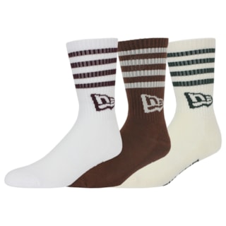 Meia New Era Stripe Crew Kit com 3 Pares Multi Importada