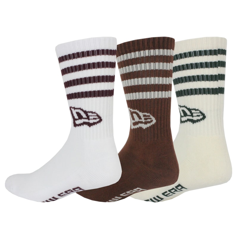 Meia New Era Stripe Crew Kit com 3 Pares Multi Importada