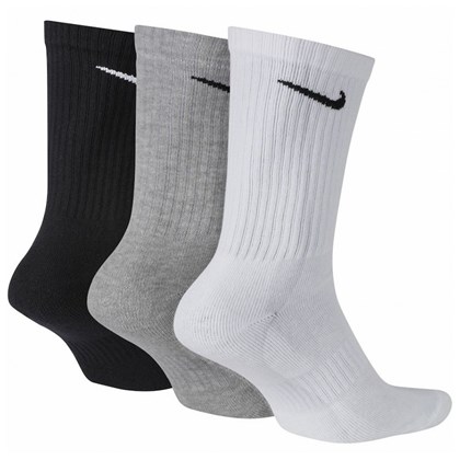 Meia Nike SB Everyday Cush Crew Kit com 3 Pares Black Grey White
