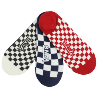 Meia Vans Check Canoodle Black Kit com 3 Pares Importado