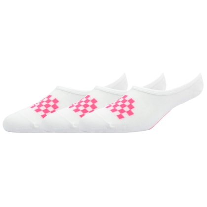 Meia Vans Classic Canoodles White Pink Kit com 3 Pares