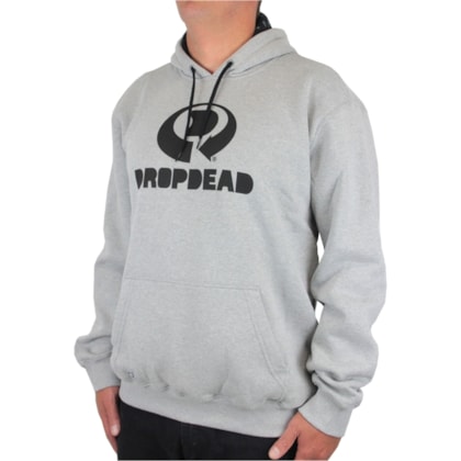 Moletom Extra Grande Drop Dead Logo Cinza Mescla Moletom Extra Grande Drop Dead Logo Cinza Mescla