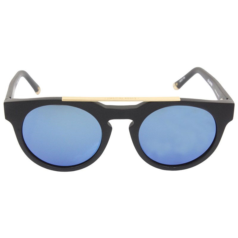 Óculos de Sol Evoke Upper III A01B Black Matte Gold Blue Flash Mirror