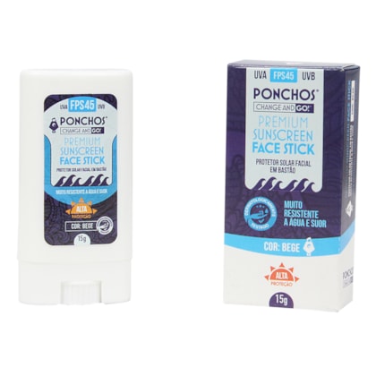 PROTETOR PONCHOS PREMIUM FACE STICK SUNSCREEN FPS 45 UVA/UVB Bege PROTETOR PONCHOS PREMIUM FACE STICK SUNSCREEN FPS 45 UVA/UVB Bege