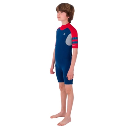 Short John Hurley Juvenil Advantage 2/2 mm Back Zip Blue Red