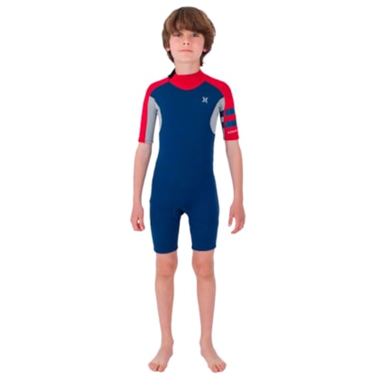 Short John Hurley Juvenil Advantage 2/2 mm Back Zip Blue Red