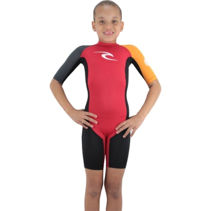 SHORT JOHN LYCRA RIP CURL KIDS SPRING VERMELHO E PRETO SHORT JOHN LYCRA RIP CURL KIDS SPRING VERMELHO E PRETO