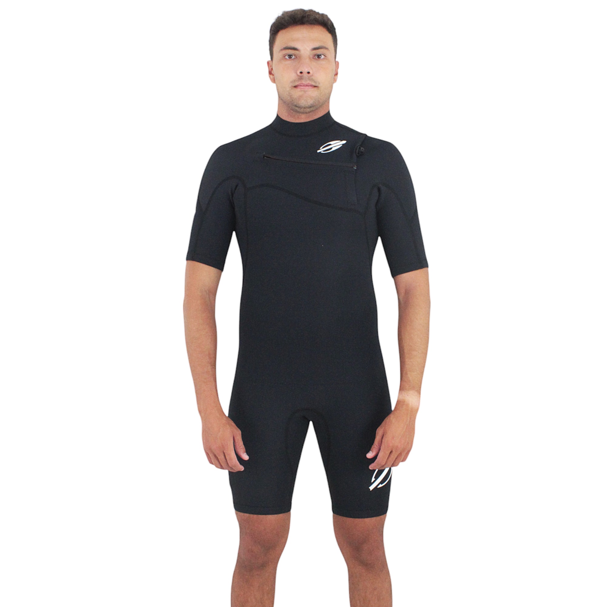 Short John Mormaii Flexxxa Pro 1mm Manga Longa Chest Zip Preto
