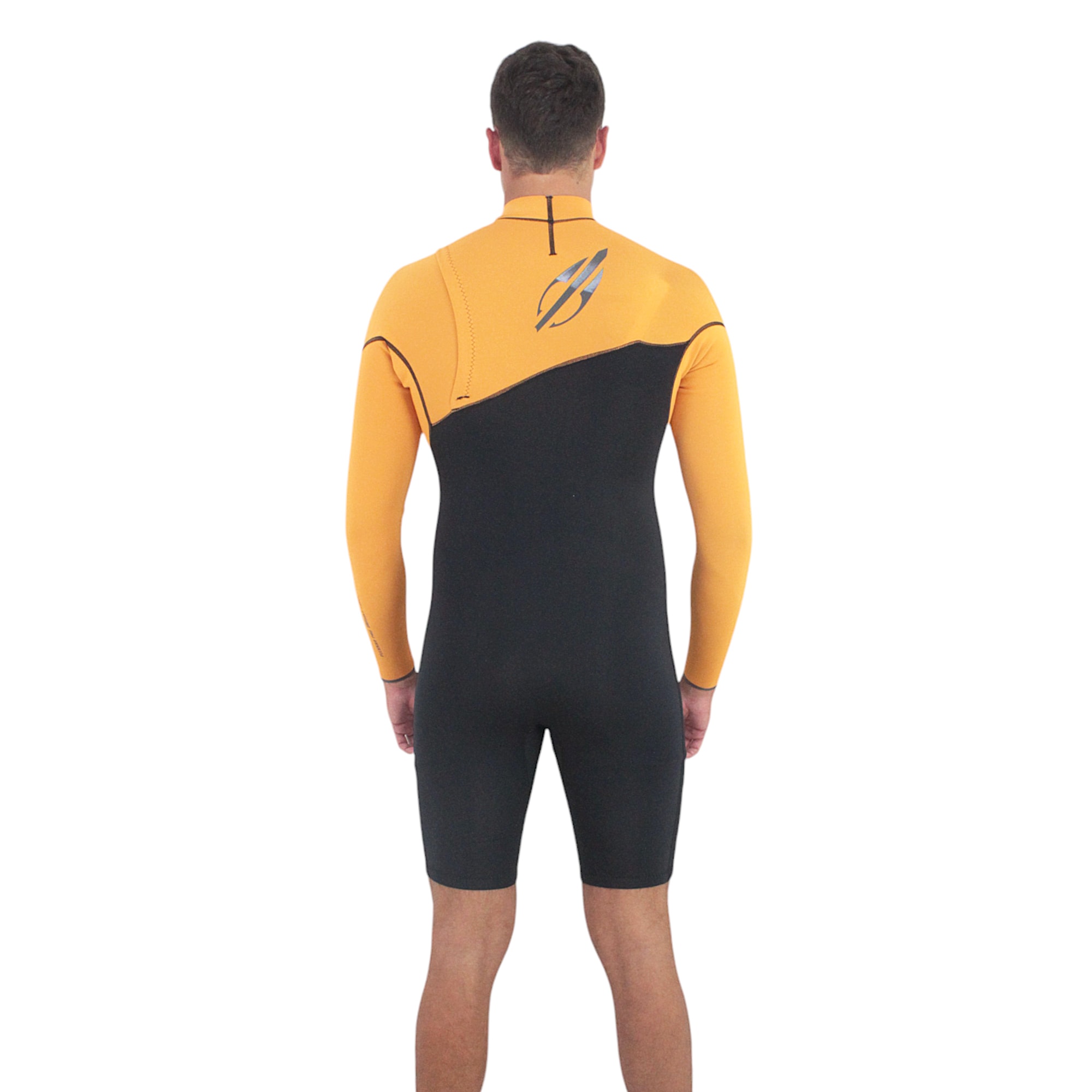 Short John Mormaii Flexxxa Pro 1mm Manga Longa Chest Zip Preto Laranja