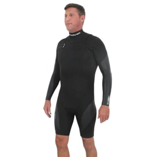 Short John Quiksilver 2/2mm Mercury Spring Chest Zip Black Importado