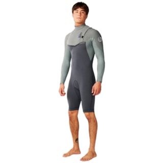 Short John Rip Curl E-Bomb 2/2mm Zip Free Manga Longa Charcoal Grey