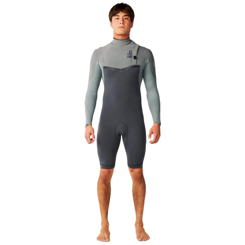 Short John Rip Curl E-Bomb 2/2mm Zip Free Manga Longa Charcoal Grey