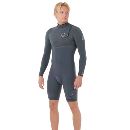 Short John Rip Curl E-Bomb 2/2mm Zip Free Manga Longa Iron