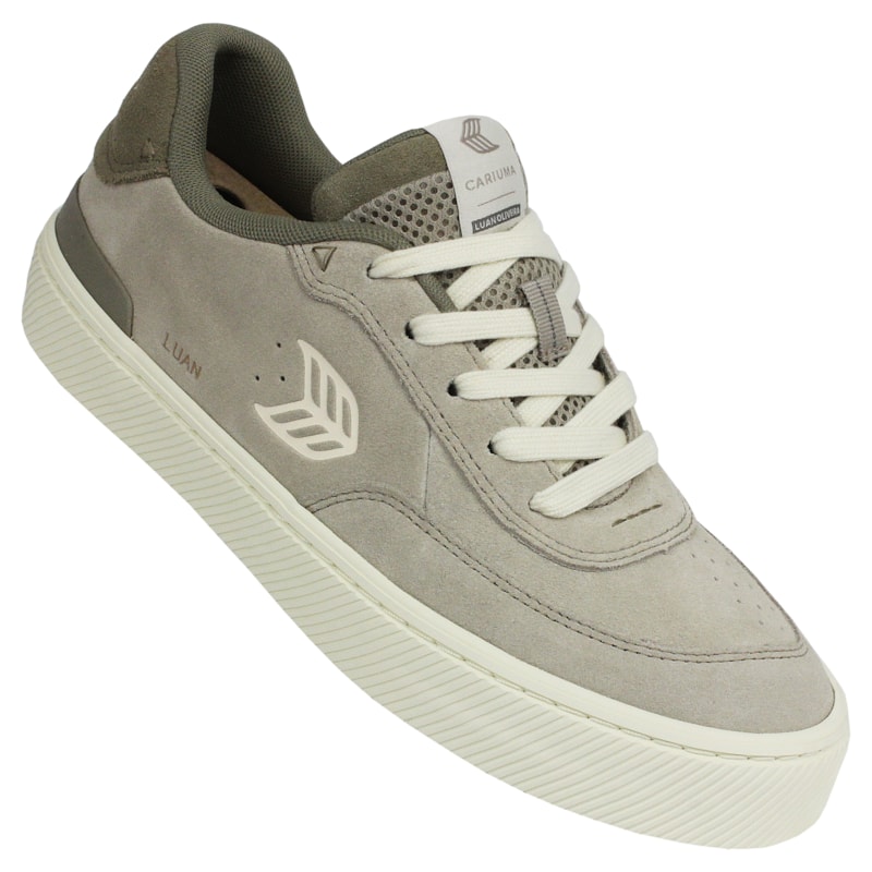 Tênis Cariuma Luan Pro Plaza Taupe Suede Ivory Logo Importado
