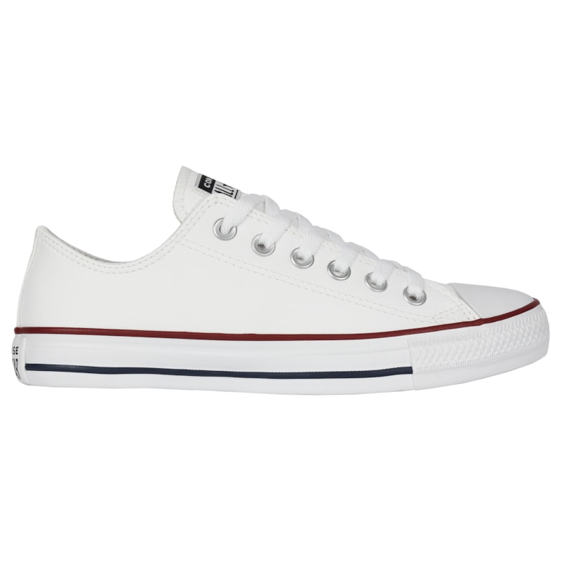 Tênis Converse Chuck Taylor All Star Branco Vermelho Marinho Couro