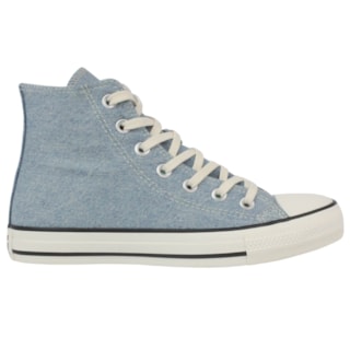 Tênis Converse Chuck Taylor All Star Hi Azul Claro Bege Mel Amêndoa