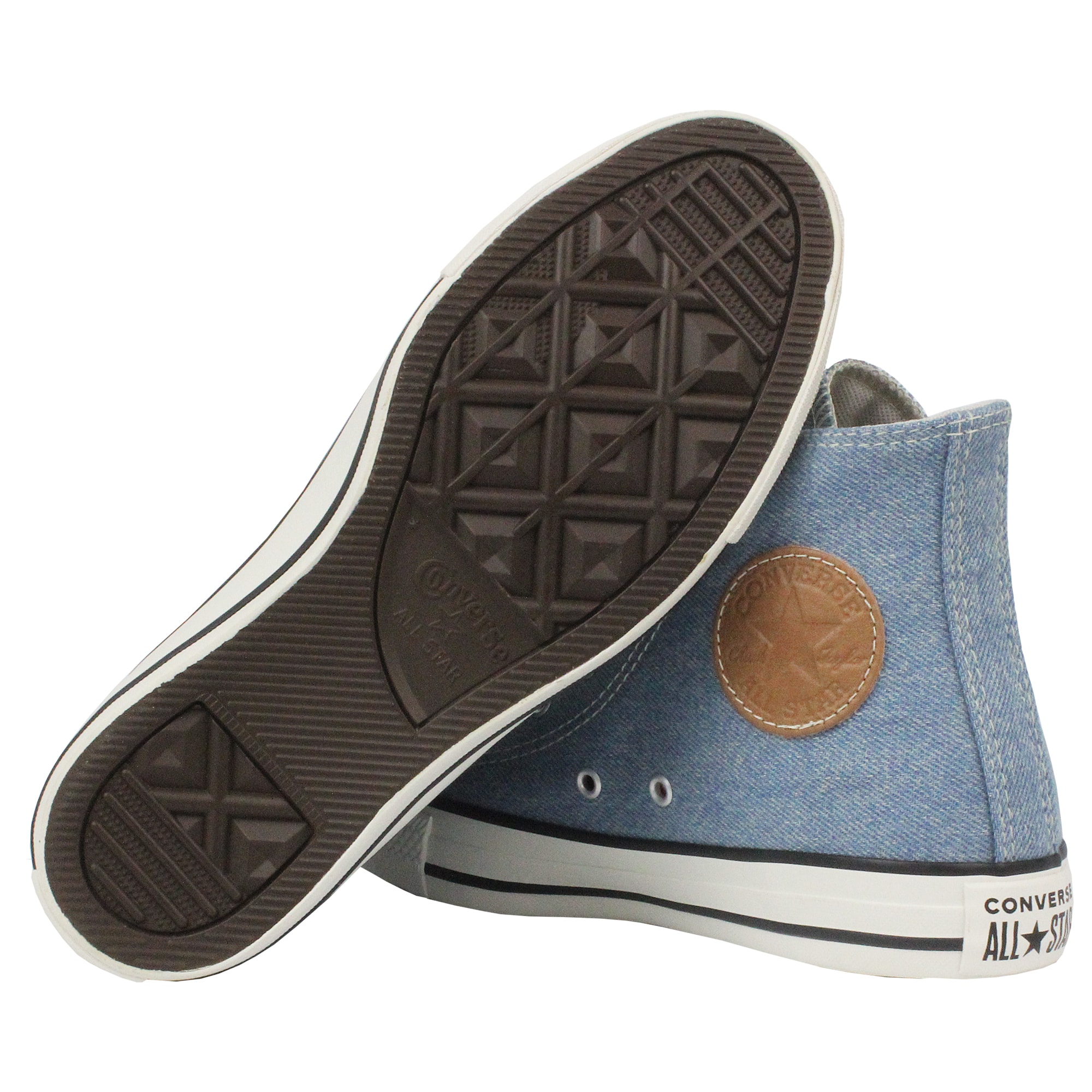 Tênis Converse Chuck Taylor All Star Hi Azul Claro Bege Mel Amêndoa