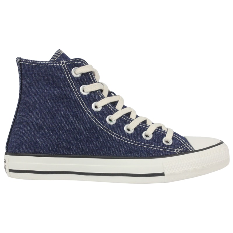 Tênis Converse Chuck Taylor All Star Hi Azul Escuro Bege Mel Amêndoa