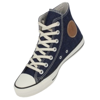 Tênis Converse Chuck Taylor All Star Hi Azul Escuro Bege Mel Amêndoa