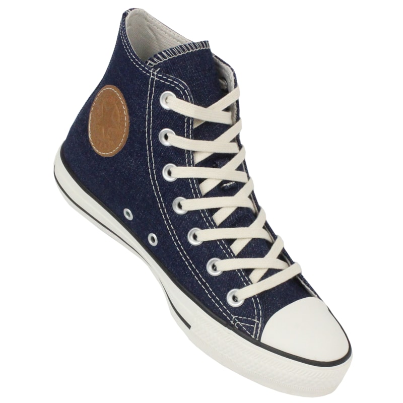 Tênis Converse Chuck Taylor All Star Hi Azul Escuro Bege Mel Amêndoa
