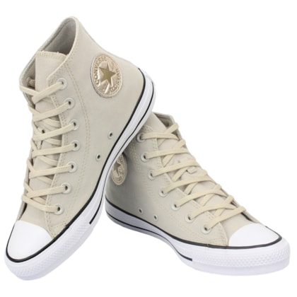 Tênis Converse Chuck Taylor All Star Hi Bege Claro Ouro Claro