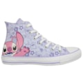 Tênis Converse Chuck Taylor All Star Hi Disney Stitch Azul Gelo Lilás Violeta Branco