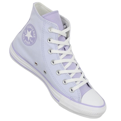 Tênis Converse Chuck Taylor All Star Hi Disney Stitch Azul Gelo Lilás Violeta Branco