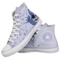 Tênis Converse Chuck Taylor All Star Hi Disney Stitch Azul Gelo Lilás Violeta Branco