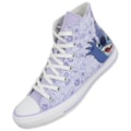 Tênis Converse Chuck Taylor All Star Hi Disney Stitch Azul Gelo Lilás Violeta Branco