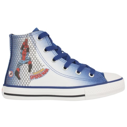 Tênis Converse Chuck Taylor All Star Hi Infantil Homem Aranha Azul Preto Branco