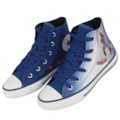 Tênis Converse Chuck Taylor All Star Hi Infantil Homem Aranha Azul Preto Branco