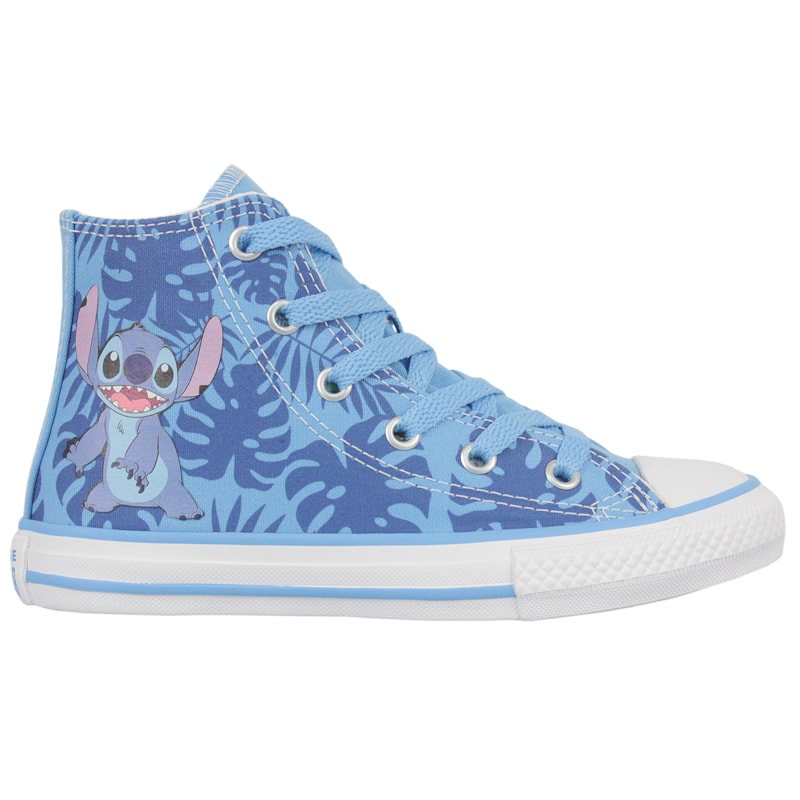 Tênis Converse Chuck Taylor All Star Hi Infantil Stitch Azul Amendoa Branco