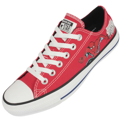 Tênis Converse Chuck Taylor All Star Homem Aranha Vermelho Preto Branco