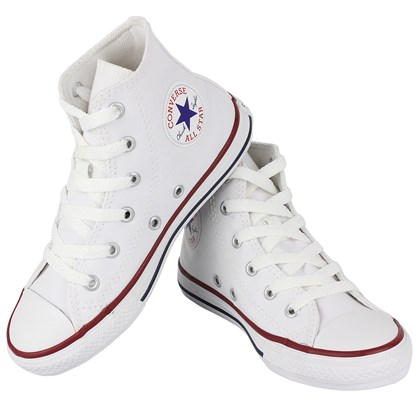 Tênis Converse Chuck Taylor All Star Infantil Hi Branco Branco Marinho