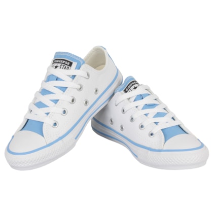 Tênis Converse Chuck Taylor All Star Infantil Stitch Branco Azul Branco