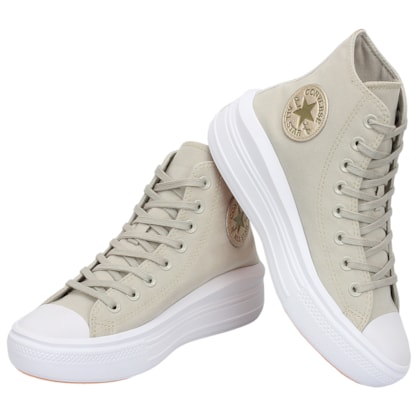 Tênis Converse Chuck Taylor All Star Move Hi Bege Claro Ouro Claro Branco