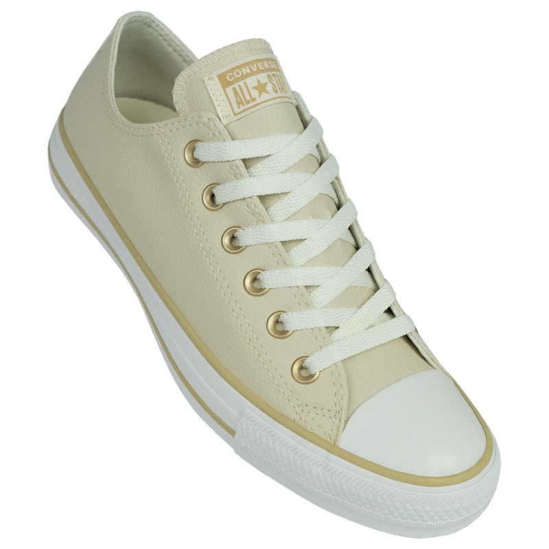Tênis Converse Chuck Taylor All Star Nude Bege Claro Caqui Fosco Couro